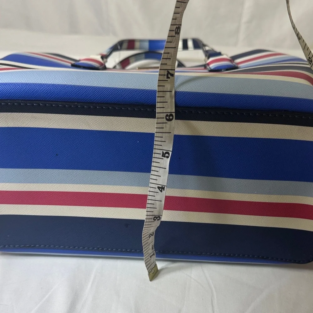 Kate Spade New York Striped Satchel Tote‎ Crossbody Bag Navy Rose White Blue